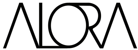 Black logo with the letters 'ALORA' on a white background